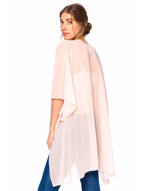 Modern Kiwi Solid Sheer Chiffon Kimono Cardigan