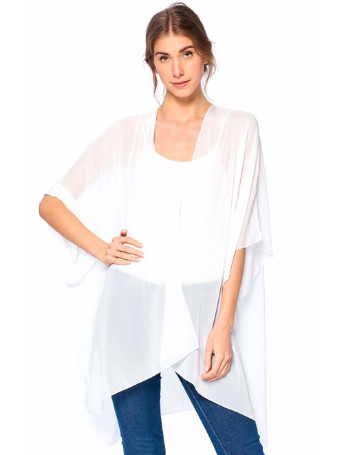 Modern Kiwi Solid Sheer Chiffon Kimono Cardigan