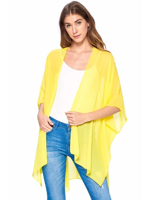 Modern Kiwi Solid Sheer Chiffon Kimono Cardigan