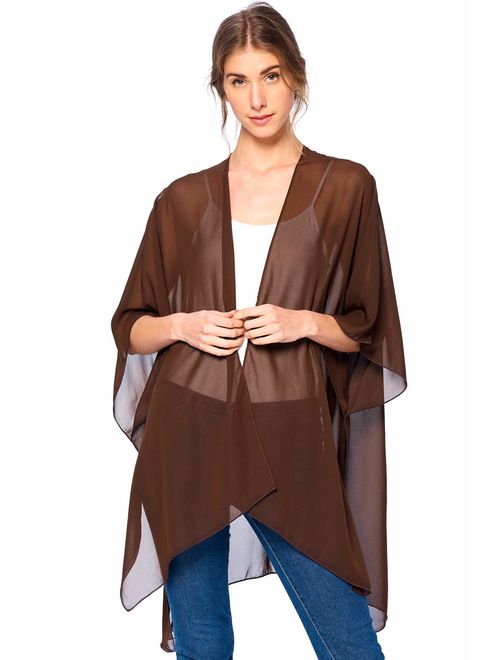 Modern Kiwi Solid Sheer Chiffon Kimono Cardigan