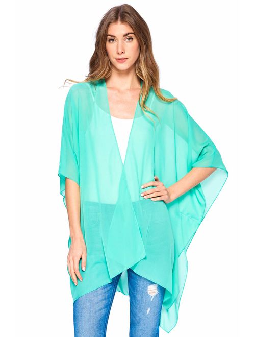 Modern Kiwi Solid Sheer Chiffon Kimono Cardigan