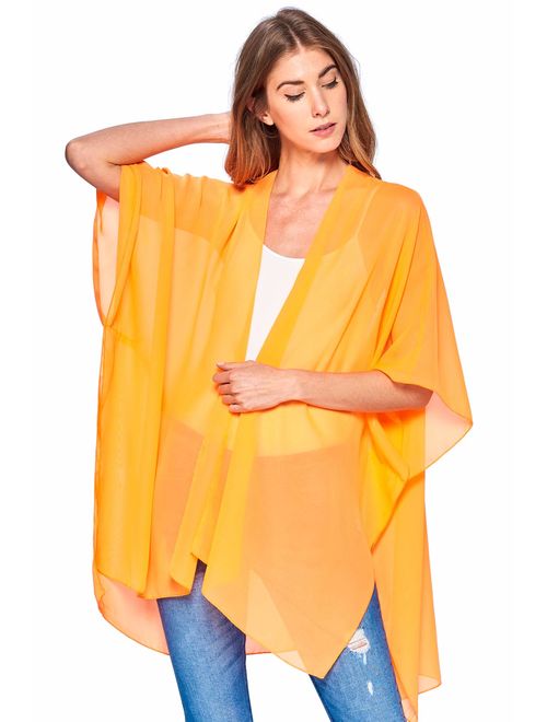 Modern Kiwi Solid Sheer Chiffon Kimono Cardigan