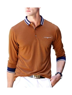 XTAPAN Men's Polo Shirt Casual Long Short Sleeve Classic Fashion Polo Cotton T Golf Sport Shirt