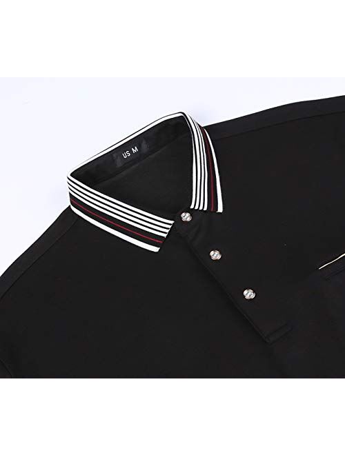 XTAPAN Men's Polo Shirt Casual Long Short Sleeve Classic Fashion Polo Cotton T Golf Sport Shirt