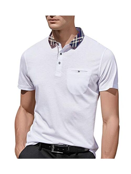 XTAPAN Men's Polo Shirt Casual Long Short Sleeve Classic Fashion Polo Cotton T Golf Sport Shirt