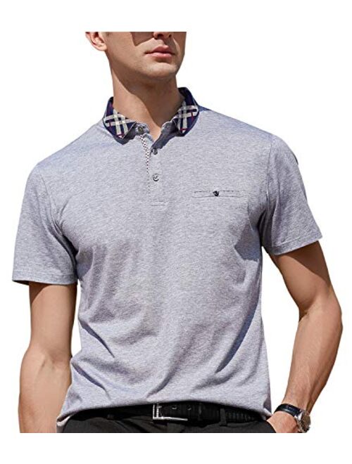 XTAPAN Men's Polo Shirt Casual Long Short Sleeve Classic Fashion Polo Cotton T Golf Sport Shirt