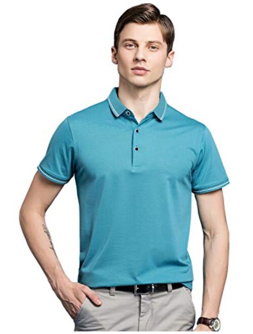 XTAPAN Men's Polo Shirt Casual Long Short Sleeve Classic Fashion Polo Cotton T Golf Sport Shirt