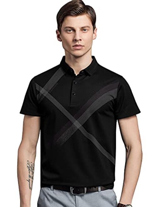 XTAPAN Men's Polo Shirt Casual Long Short Sleeve Classic Fashion Polo Cotton T Golf Sport Shirt