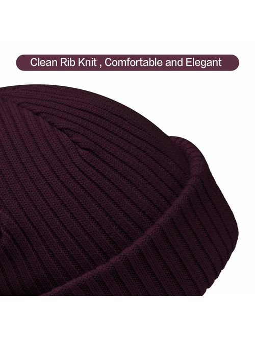 ZOWYA Cotton Fine Ribbon Knit Fishman Beanie and Cuff Beanie 2 in 1 Knit Beanie for Men & Women Unisex