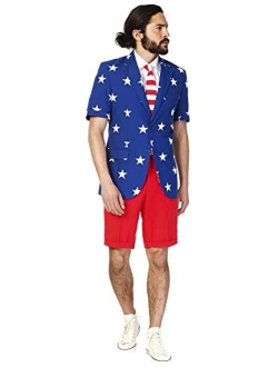 Mens Stars and Stripes Party Costume Suit, Red, 36,38,40,42,44,46,48