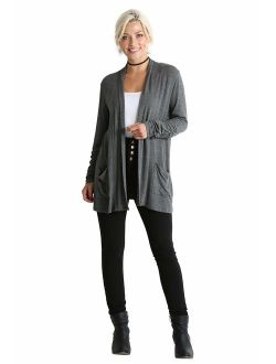 Simlu Long Sleeve Lightweight Cardigan Sweater for Women with Pockets Reg. and Plus Size- Made in USA