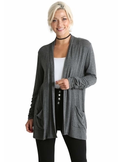 Simlu Long Sleeve Lightweight Cardigan Sweater for Women with Pockets Reg. and Plus Size- Made in USA