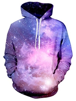 UNIFACO Unisex Realistic 3D Print Galaxy Pullover Hoodie Funny Pattern Hooded Sweatshirts Pockets for Teens Jumpers