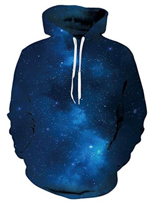 UNIFACO Unisex Realistic 3D Print Galaxy Pullover Hoodie Funny Pattern Hooded Sweatshirts Pockets for Teens Jumpers