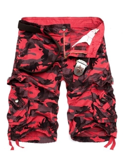 KEYBUR Relaxed Fit Outdoor Comouflage Camo Cargo Shorts for Men