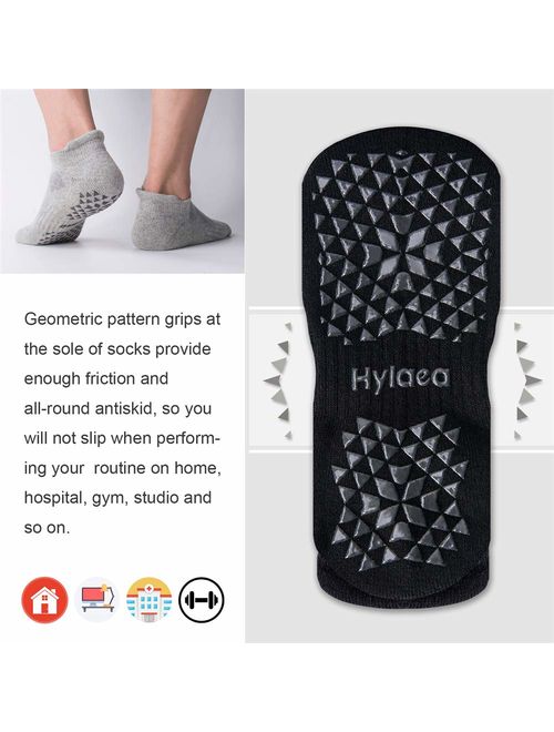  Hylaea Unisex Non Slip Grip Socks For Yoga, Hospital,  Pilates, BarreAnkle, Cushioned