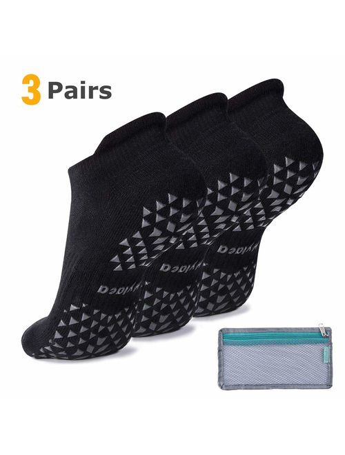 Hylaea Unisex Non Slip Grip Socks for Yoga, Hospital, Pilates, Barre | Ankle, Cushioned