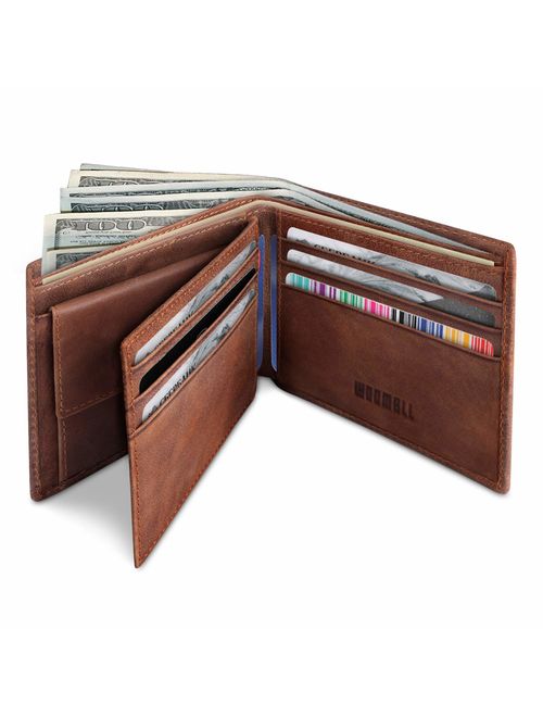 YOOMALL Men's Leather Wallet Bifold Wallet with Coin Pocket ID Window