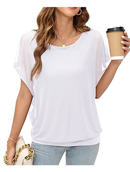 VIISHOW Women's Loose Casual Short Sleeve Chiffon Top T-Shirt Blouse