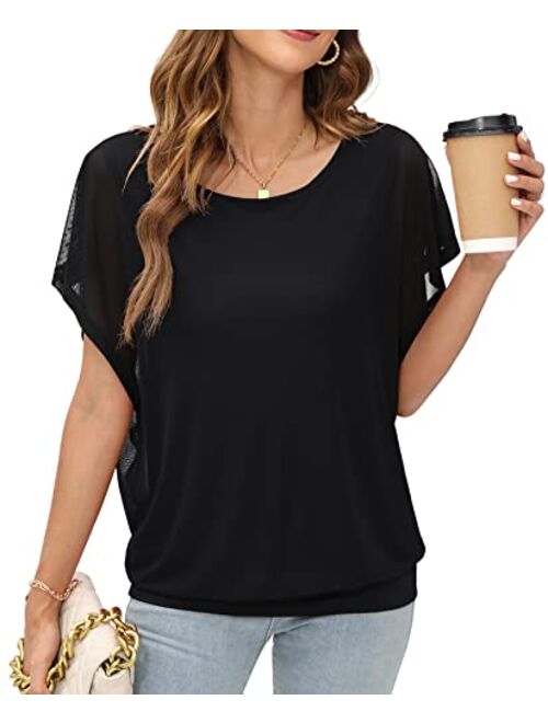 VIISHOW Women's Loose Casual Short Sleeve Chiffon Top T-Shirt Blouse