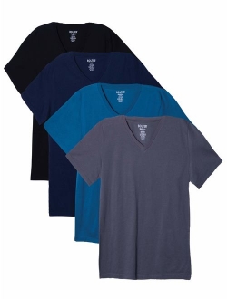 Bolter 4 Pack Men's Everyday Cotton Blend V Neck Short Sleeve T Shirt