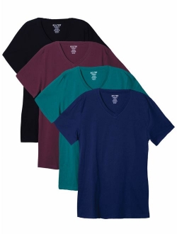 Bolter 4 Pack Men's Everyday Cotton Blend V Neck Short Sleeve T Shirt