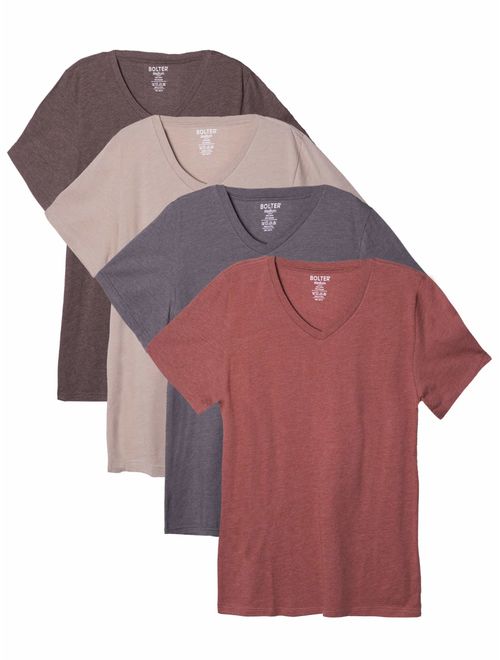 Bolter 4 Pack Men's Everyday Cotton Blend V Neck Short Sleeve T Shirt