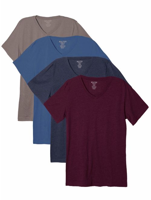 Bolter 4 Pack Men's Everyday Cotton Blend V Neck Short Sleeve T Shirt