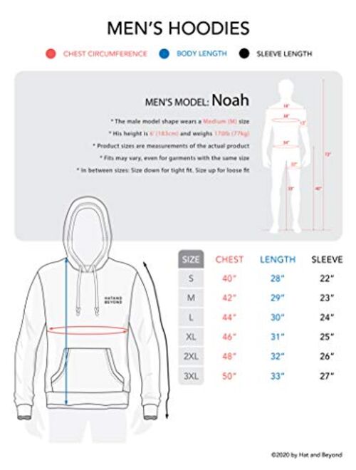 Hat and Beyond Mens Pullover Hoodie Heavyweight Fleece Pocket Long Sleeve Active Hooded Sweatshirts