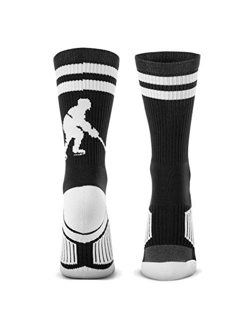 ChalkTalkSPORTS Hockey Half Cushioned Crew Socks | Hockey Player | Multiple Colors