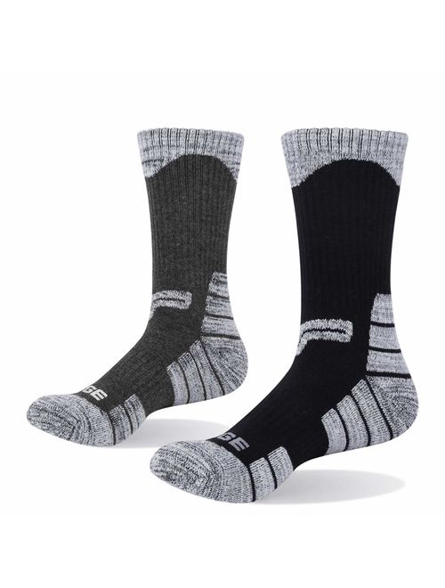 YUEDGE Men's Cushion Cotton Crew Socks Outdoor Sports Golf Workout Athletic Hiking Socks