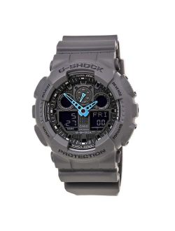Men's G-Shock Analog-Digital Watch GA-100C-8ACR, Grey/Neon Blue
