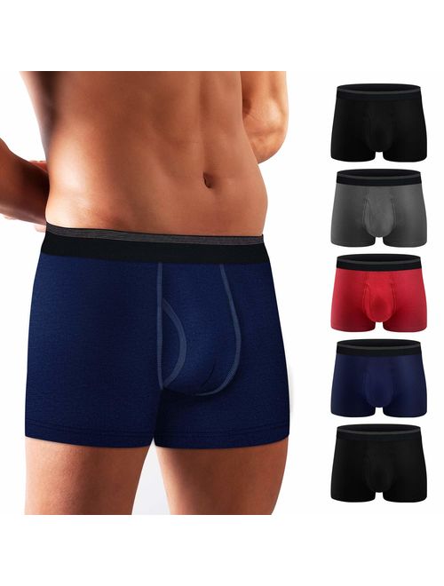 Mens Boxer Briefs 5 Pack No Ride-up Comfortable Breathable Cotton Sport Short Leg Underwear