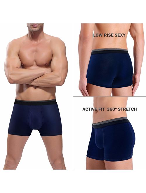 Mens Boxer Briefs 5 Pack No Ride-up Comfortable Breathable Cotton Sport Short Leg Underwear