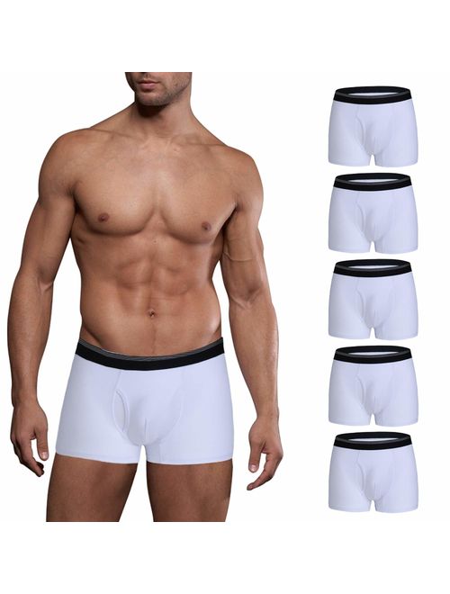 Mens Boxer Briefs 5 Pack No Ride-up Comfortable Breathable Cotton Sport Short Leg Underwear