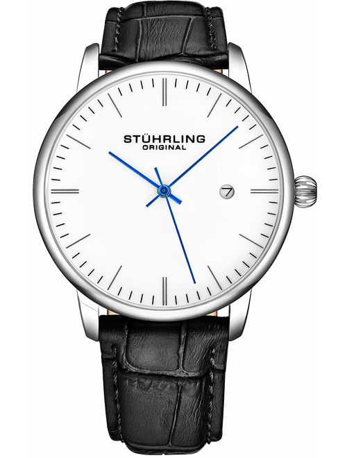 Stuhrling Original Mens Watch Calfskin Leather Strap - Dress + Casual Design - Analog Watch Dial with Date, 3997Z Watches for Men Collection