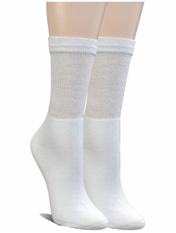 Yomandamor Womens Bamboo Diabetic Crew Socks With Seamless Toe,6 Pairs Size 9-11