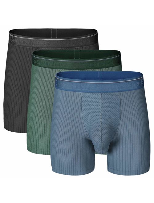 Separatec Men's 3 Pack Fast Dry Lightweight Striped Pouches Boxer Briefs