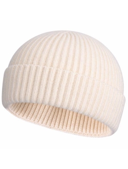 ROYBENS Swag Wool Knit Cuff Short Fisherman Beanie for Men Women, Winter Warm Hats