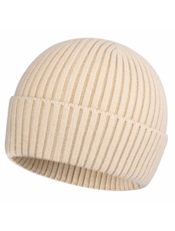 ROYBENS Swag Wool Knit Cuff Short Fisherman Beanie for Men Women, Winter Warm Hats