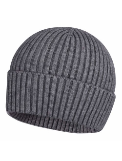 ROYBENS Swag Wool Knit Cuff Short Fisherman Beanie for Men Women, Winter Warm Hats