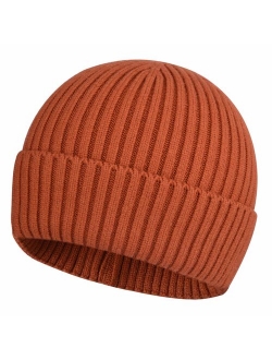 ROYBENS Swag Wool Knit Cuff Short Fisherman Beanie for Men Women, Winter Warm Hats