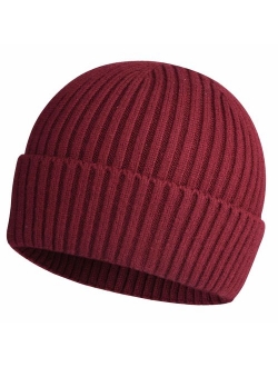 ROYBENS Swag Wool Knit Cuff Short Fisherman Beanie for Men Women, Winter Warm Hats