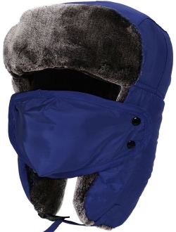 Verabella Winter Faux Fur Outdoor Trapper Cap Ushanka Russian Hats with Windproof Facemask