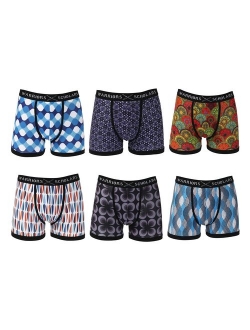 Warriors & Scholars | Mens Boxer Briefs 6 Set Multi Pack | Men's No Ride Up Underwear Boxers for Men, Youth