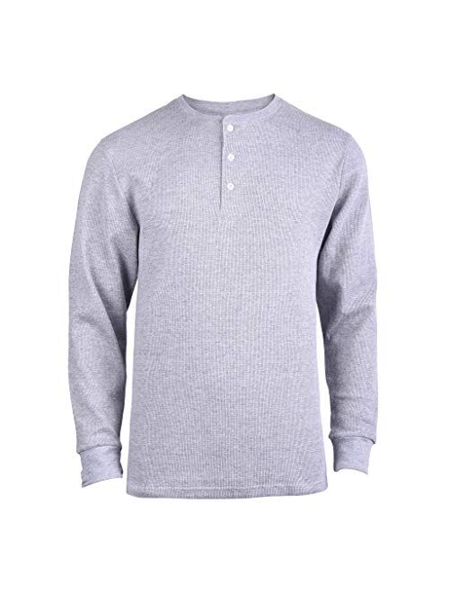 ToBeInStyle Men's Heavy or Medium Weight Premium Waffle Thermal Long Sleeve Crewneck Shirt