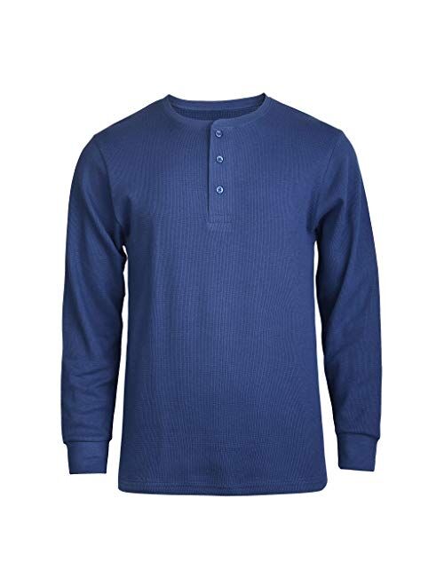 ToBeInStyle Men's Heavy or Medium Weight Premium Waffle Thermal Long Sleeve Crewneck Shirt