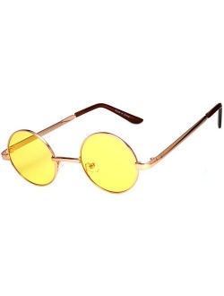 Round Retro Small Circle Tint & Mirror Colored Lens 43-55 mm Sunglasses Metal