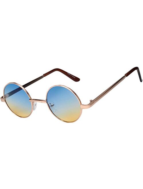 Round Retro Small Circle Tint & Mirror Colored Lens 43-55 mm Sunglasses Metal