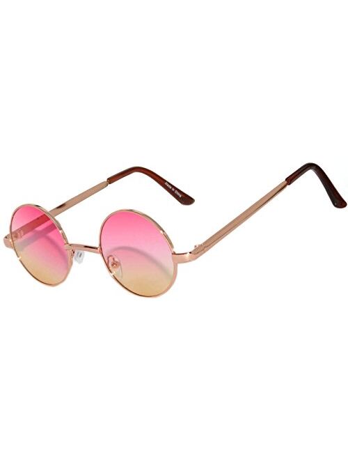 Round Retro Small Circle Tint & Mirror Colored Lens 43-55 mm Sunglasses Metal